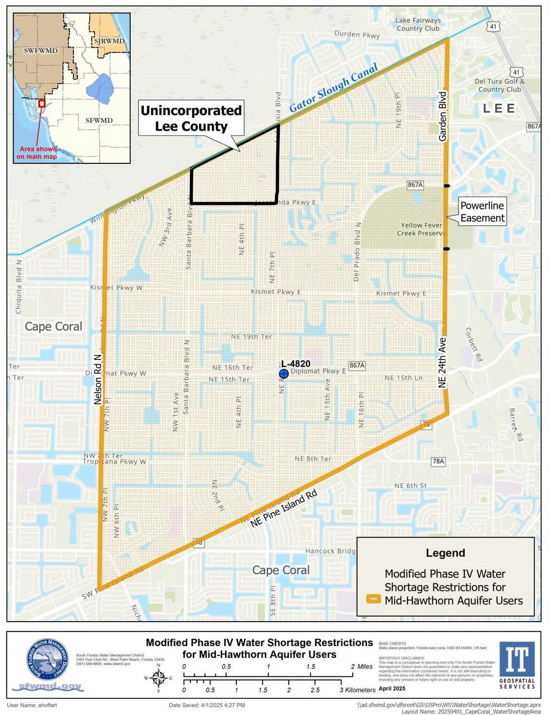 Phase IV Water Shortage Map for Mid-Hawthorn Aquifer Users